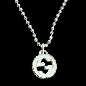 Gucci 479219 Interlocking G Silver Necklace Ball Chain, Silver 925